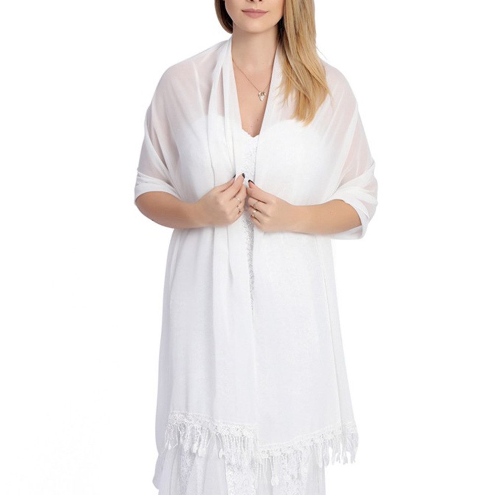 Zaewry Modeschal Spitze Stola für Abendkleider mit Quasten Damenschal, für Abend Party Mesh Hochzeit Schals