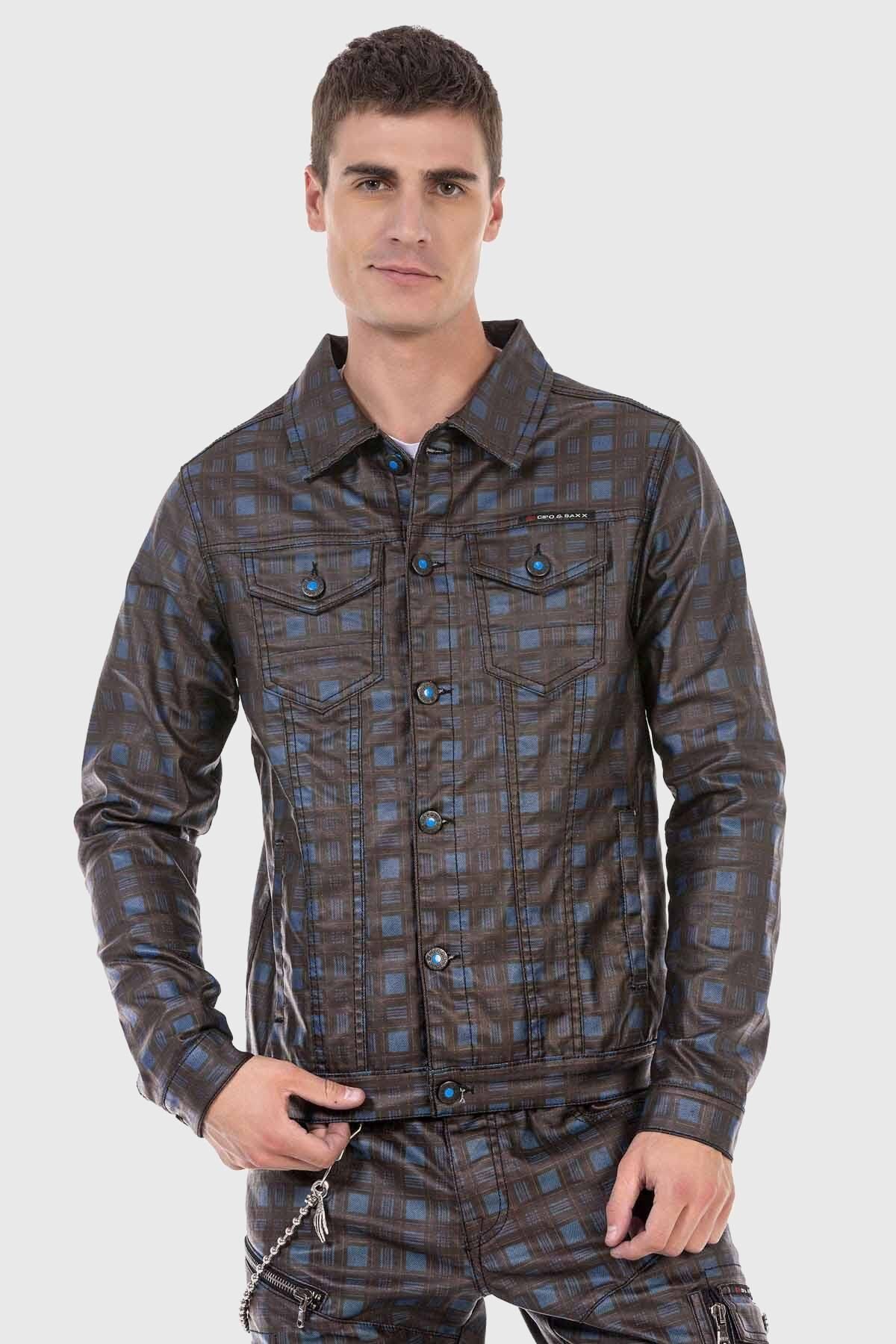 Cipo & Baxx Fieldjacket Jacke mit coolem Karo-Muster