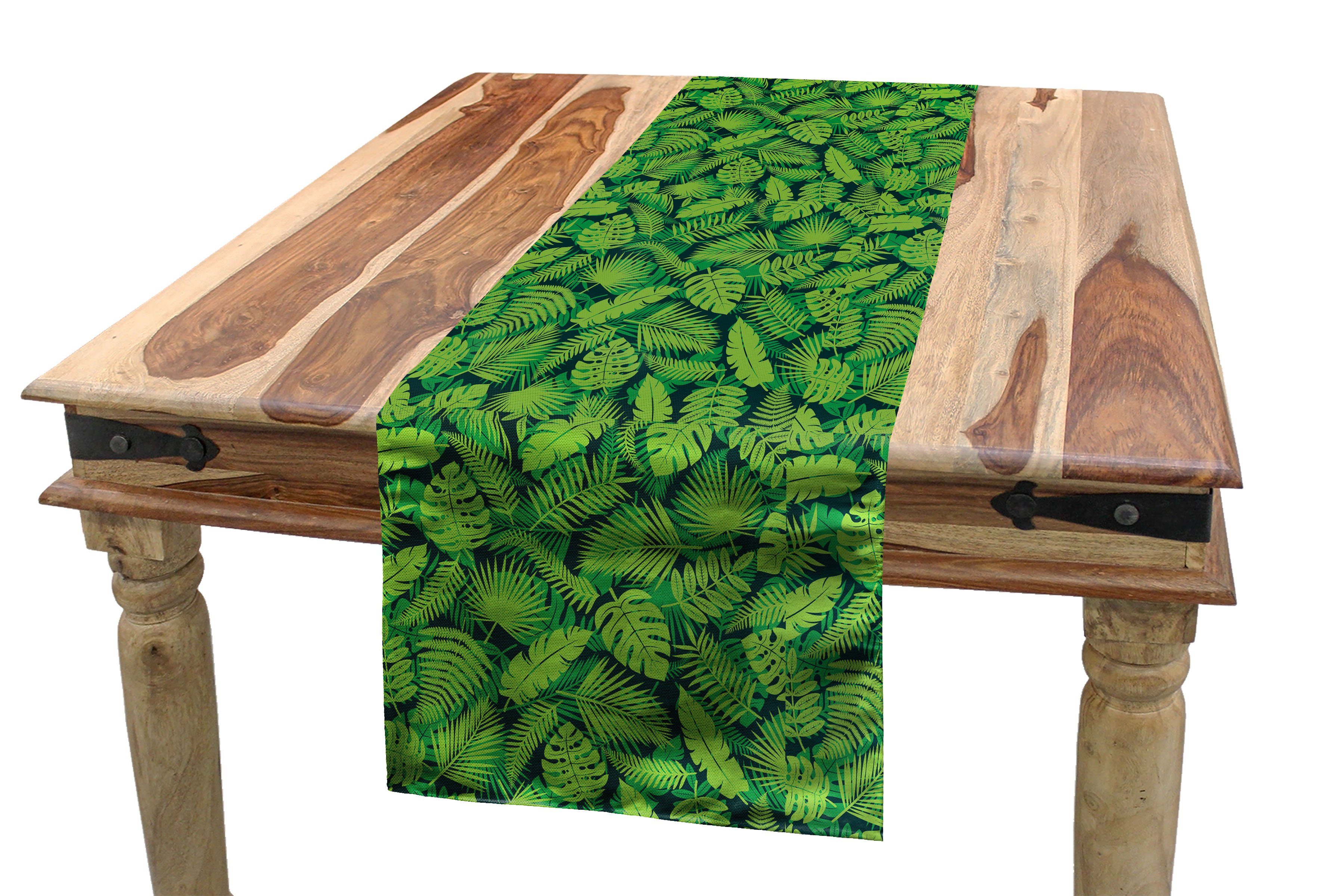 Rechteckiger Dschungel-Laub Tischläufer, Dekorativer Tropic Küche Hawaii Tischläufer Esszimmer Blätter Abakuhaus