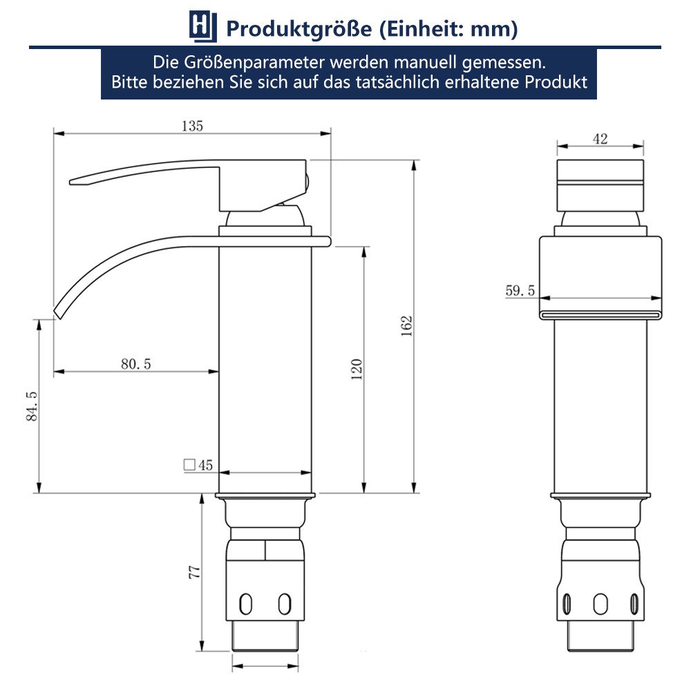 HOMELIVE Waschtischarmatur Wasserfall Waschtischarmatur Bad Armatur günstig online kaufen