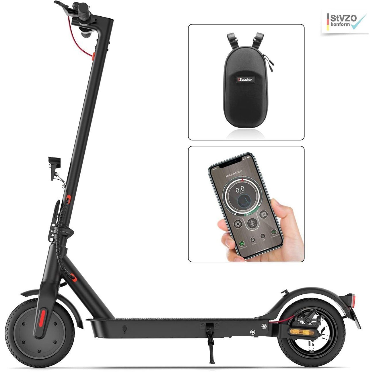 LETGOSPT E-Scooter Elektroroller,Doppelbremsen,2 Geschwindigkeitsmodi,30  km,bis 120kg, 350,00 W, 20,00 km/h,  faltbar+LCD-Display+Doppelbremse+ABE-Zertifizierung, Straßenzulassung