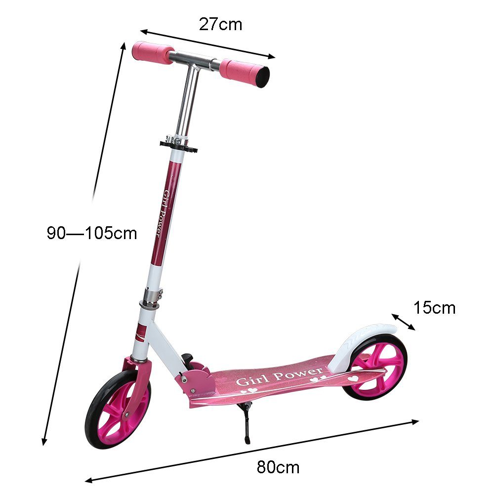 klappbar (Rosa) Cityroller Scooter Kinderroller 2 205mm Radern Kick Clanmacy mit