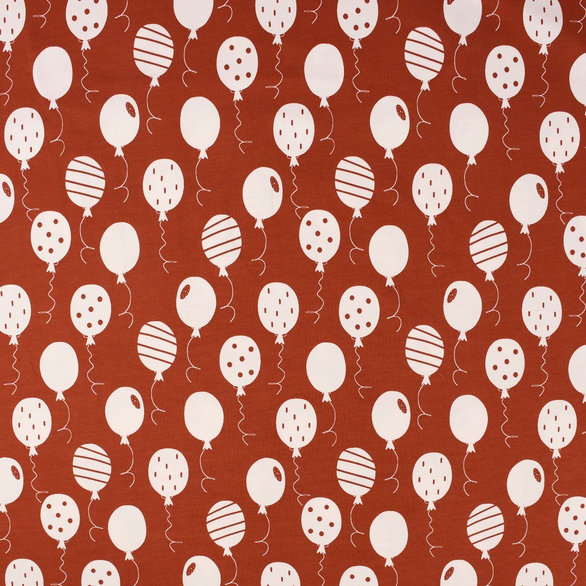 Thumbnail - SCHÖNER LEBEN. Stoff Baumwolljersey Jersey Luftballons rost weiß 1,5m Breite