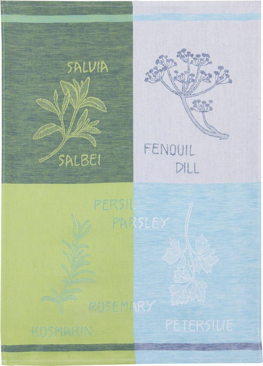 Kracht Geschirrtuch Küchenkräuter, (Set, 3-tlg., Set), 3er Pack Geschirrtücher (3 Stück), ca. 50 x 70 cm, Halbleinen Jacquard