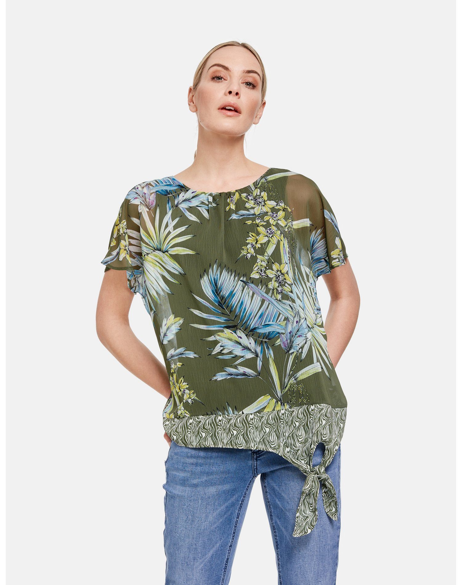 Damen Shirts Taifun Kurzarmshirt 2-in-1 Blusenshirt mit Floral-Print (1-tlg)