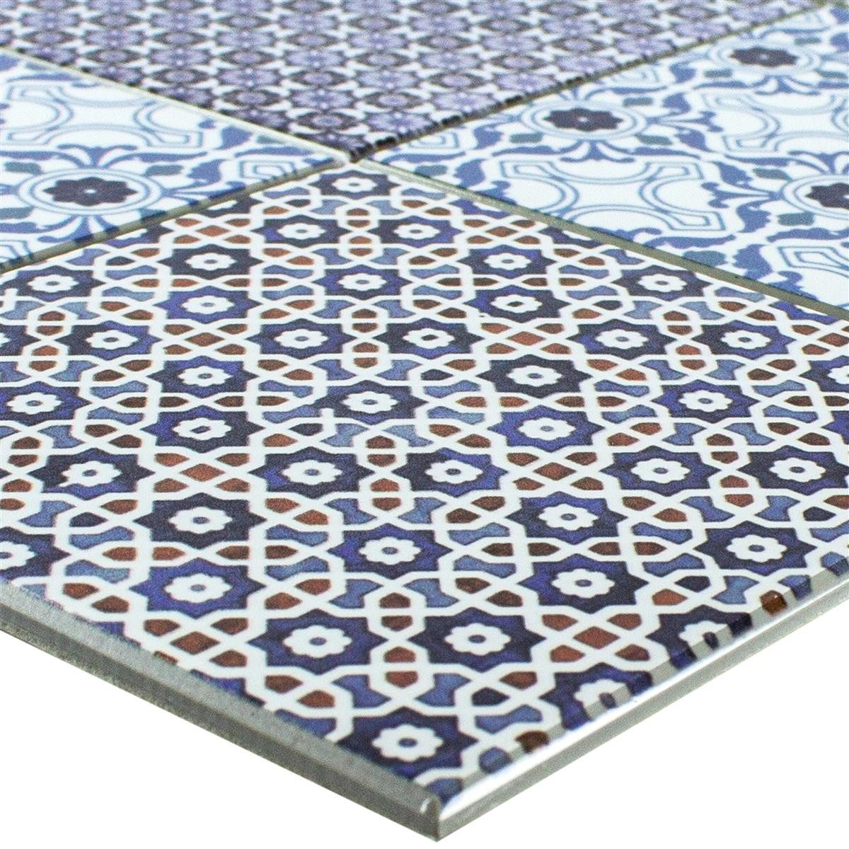 Mosafil Mosaikfliesen Vinyl Mosaik Fliesen Selbstklebend Poznan, Vinyl 30.000x30.000, weiß-grau-blau-orange-bunt