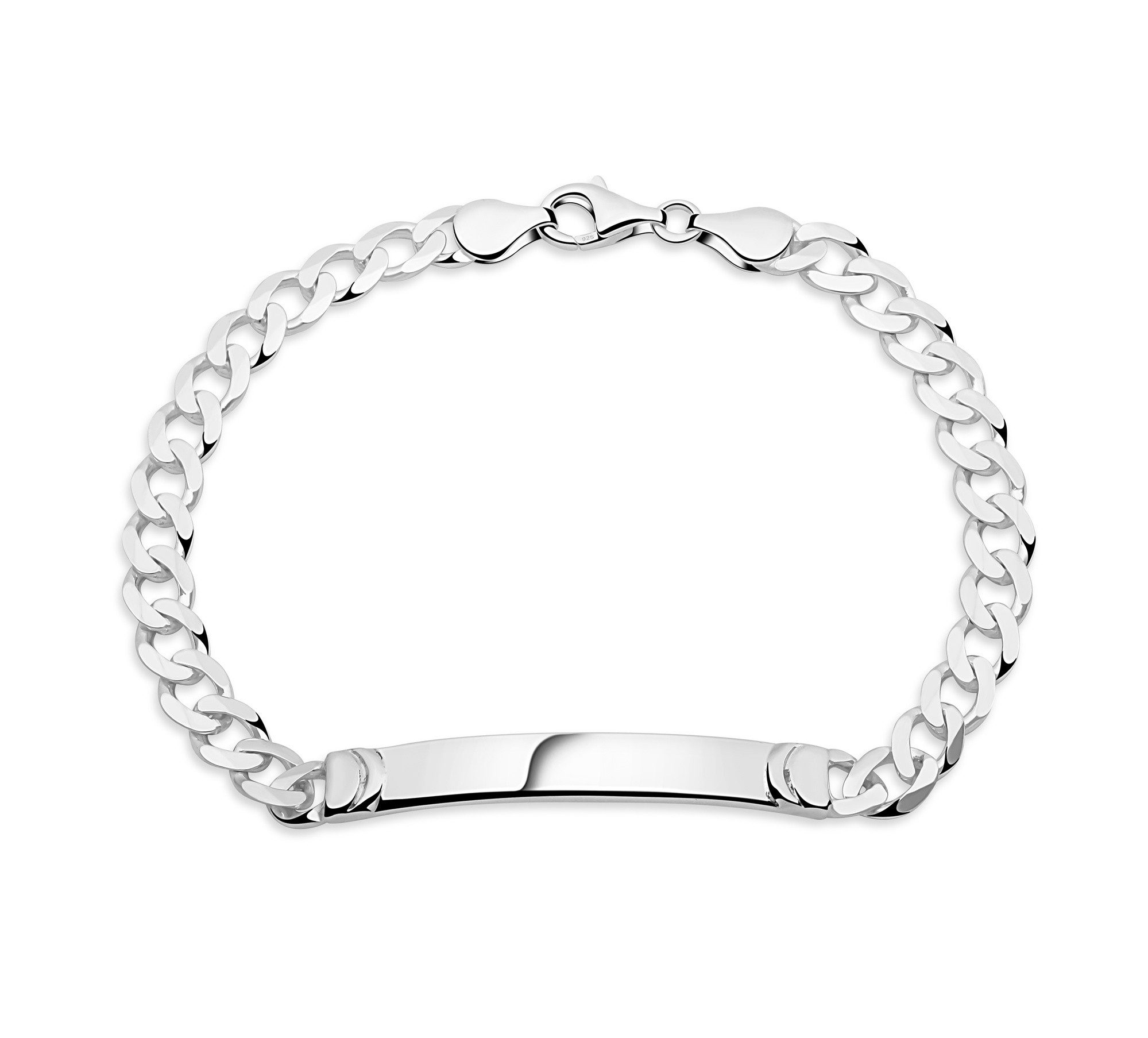 Silberarmband Gravurarmband mit seitlichem Halbmond 925er Silber Massiv
