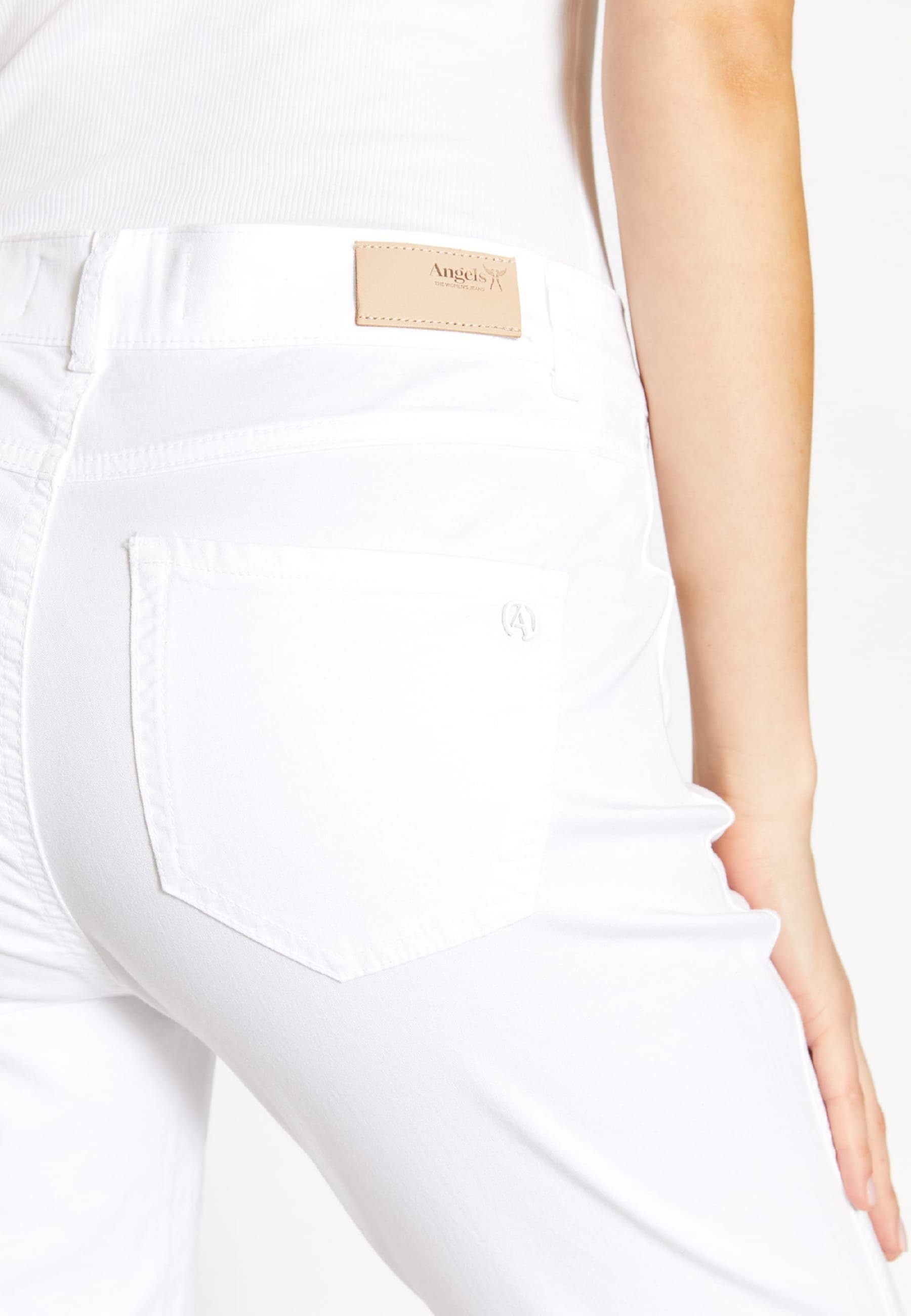 ANGELS 7/8-Jeans Hose Cici Crop weiß mit Slit Schlitz Label-Applikationen mit