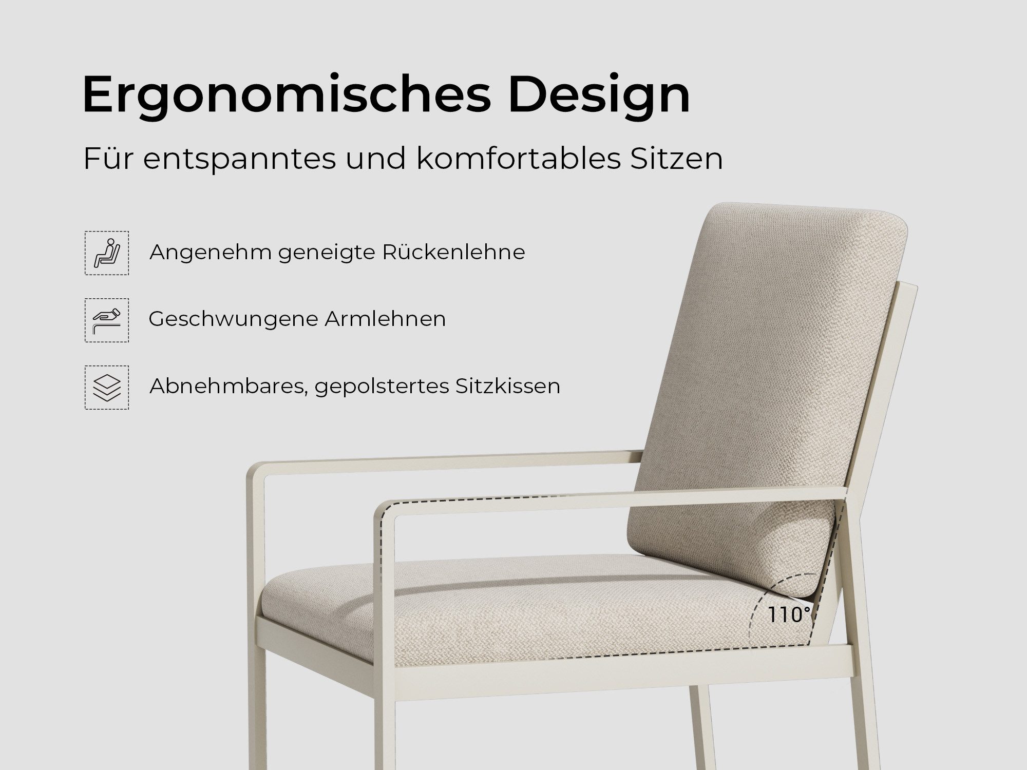 MeXo Gartenlounge-Set Gartenmöbel Set Aluminium Outdoor, (Garten-Essgruppe für 6 Personen, 7-tlg., mit Polywood Tisch & Auflagen), wetterfest für Terrasse & Gar – Bild 5 von 5