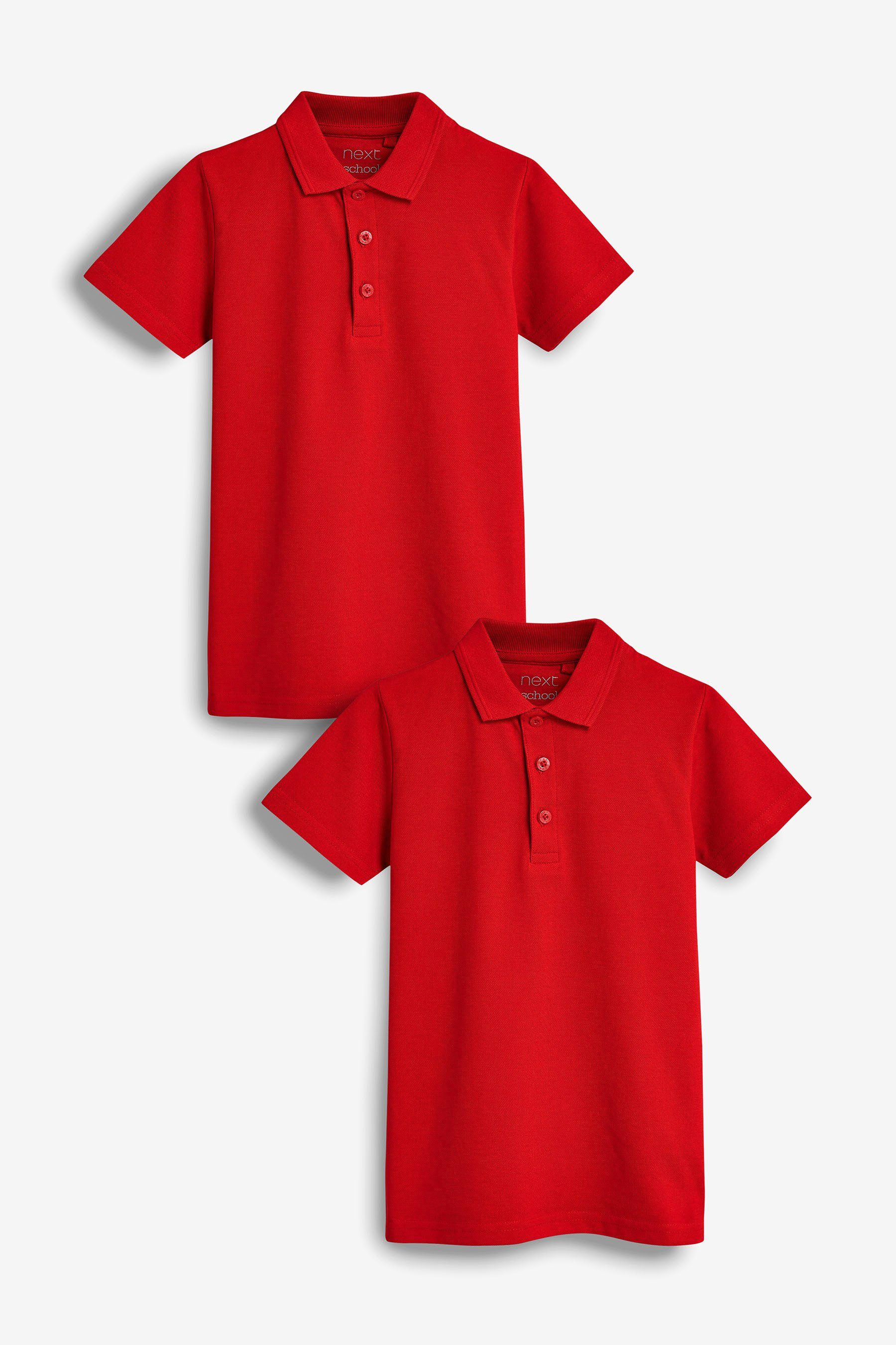 Next Poloshirt Schul-Poloshirts aus Baumwolle im 2er-Pack (2-tlg) Red