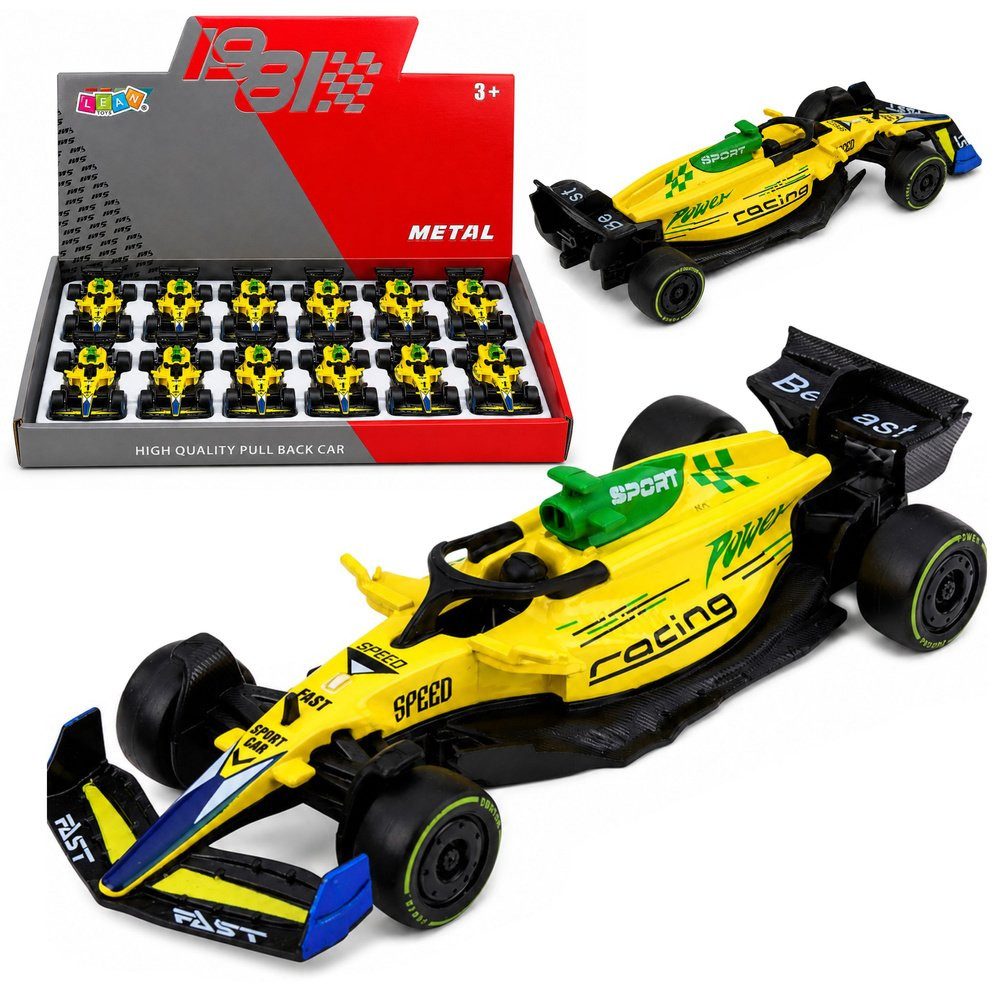 Wisam Lernspielzeug Formel-Rennwagen aus Metall, Rückziehantrieb, gelb, Maßstab 1:43