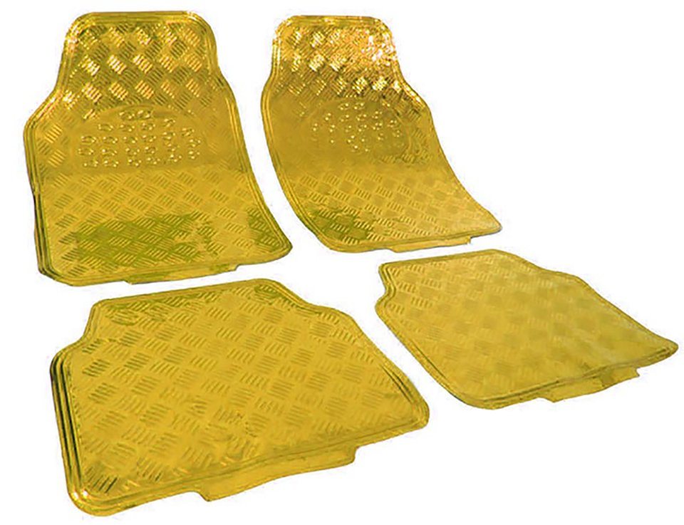 Fußmatte Auto Gummi Fußmatten universal Alu Riffelblech Optik chrom gold  Gelb, Tenzo-R