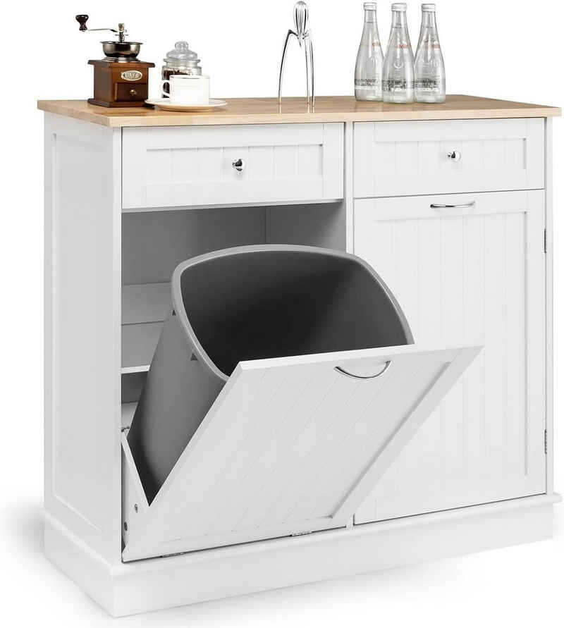 KOMFOTTEU Sideboard Küchenschrank, mit großer Arbeitsplatte & 2 Schubladen
