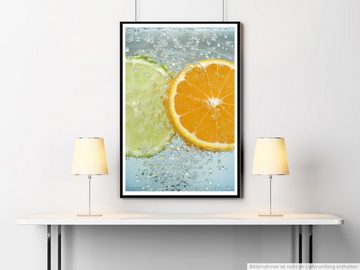 Sinus Art Poster 60x90cm Food-Fotografie Poster Aufgeschnittene Limette und Orange