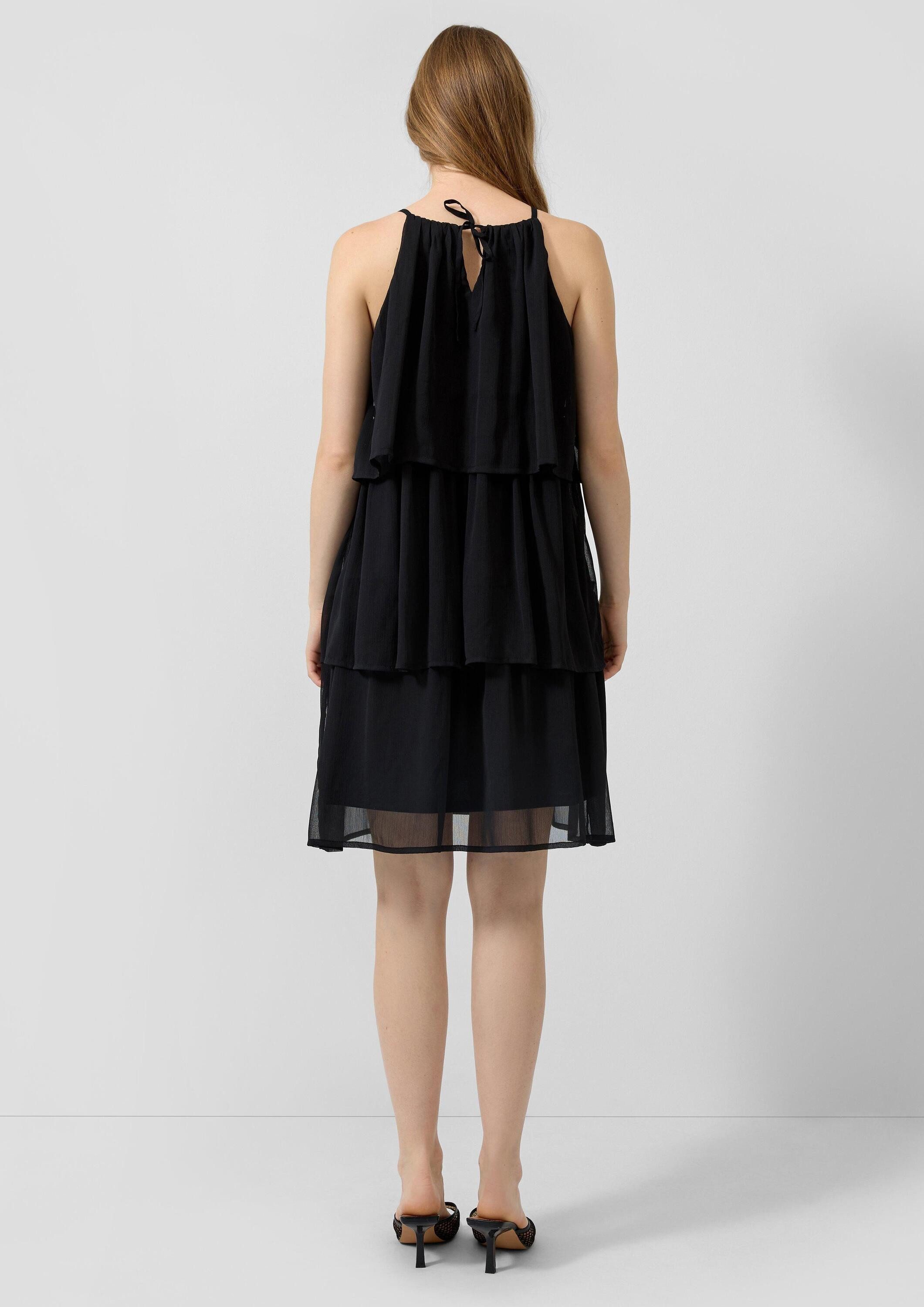 QS Minikleid Kleid Knielanges Chiffonkleid mit Volants