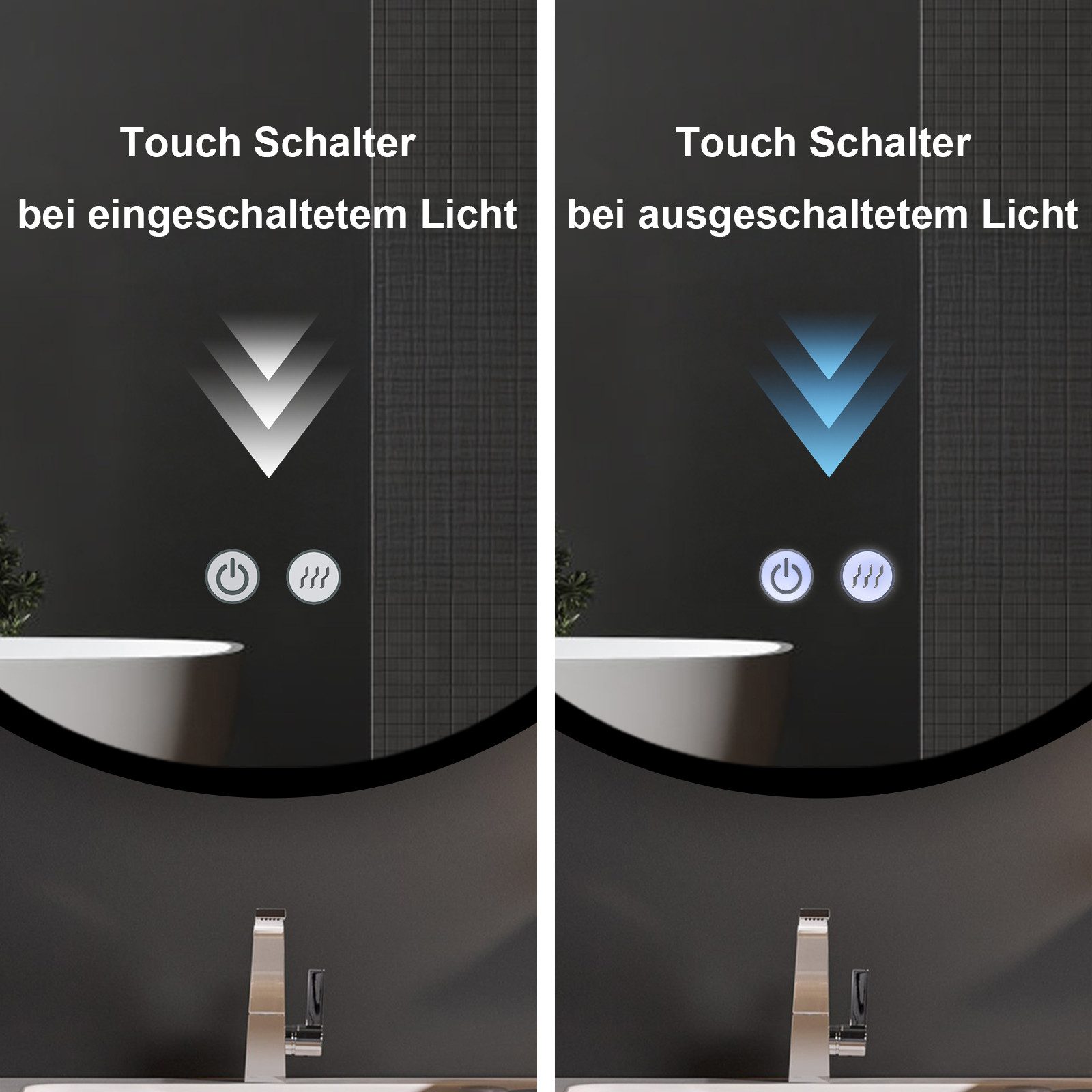 Apejoy Badspiegel 60x80cm LED Schwarz Gold mit Beleuchtung und Antibeschlag günstig online kaufen