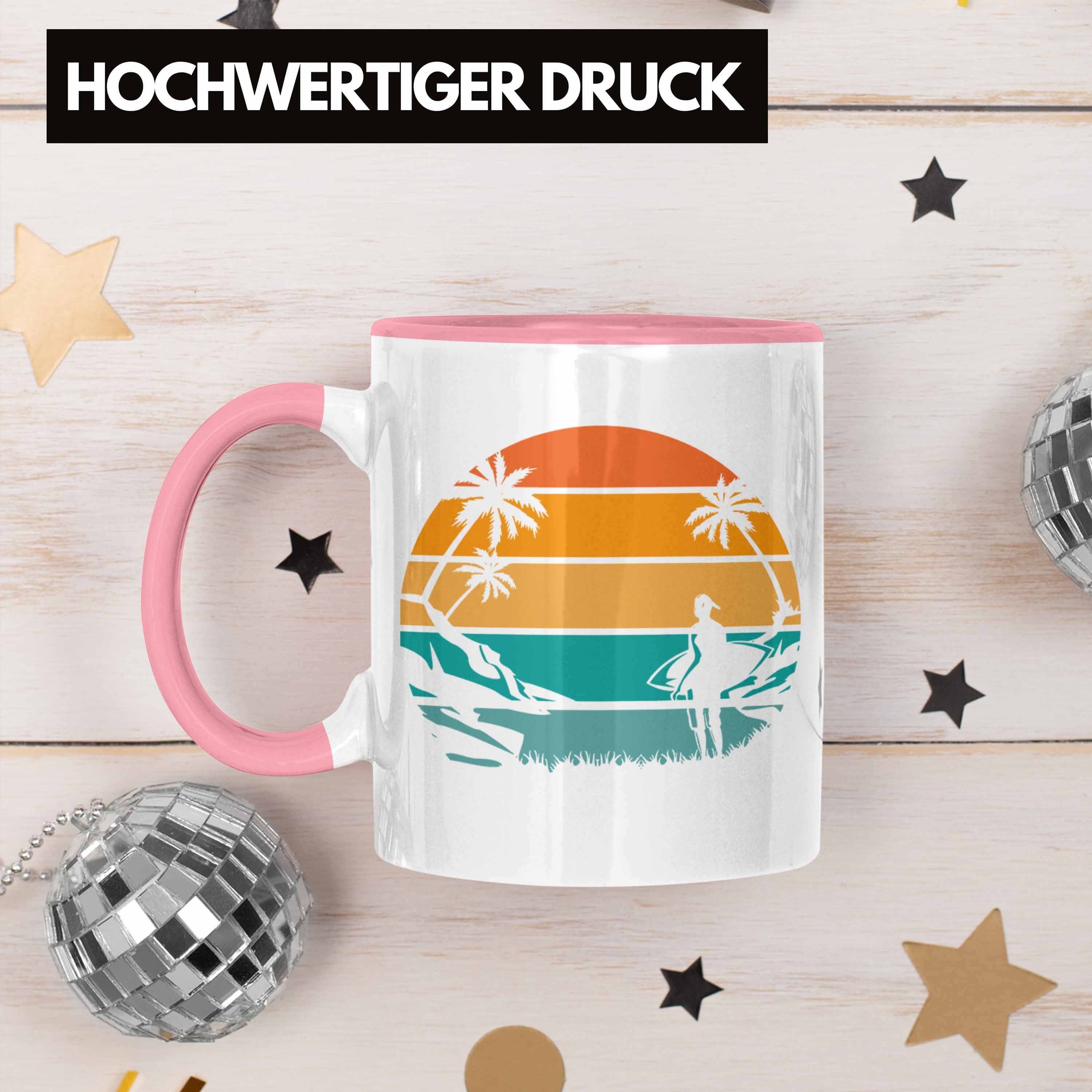 Trendation Tasse - Tasse Trendation Surfing Surfer Surfer für Geschenk Geburtstag Look Rosa Retro Geschenkidee