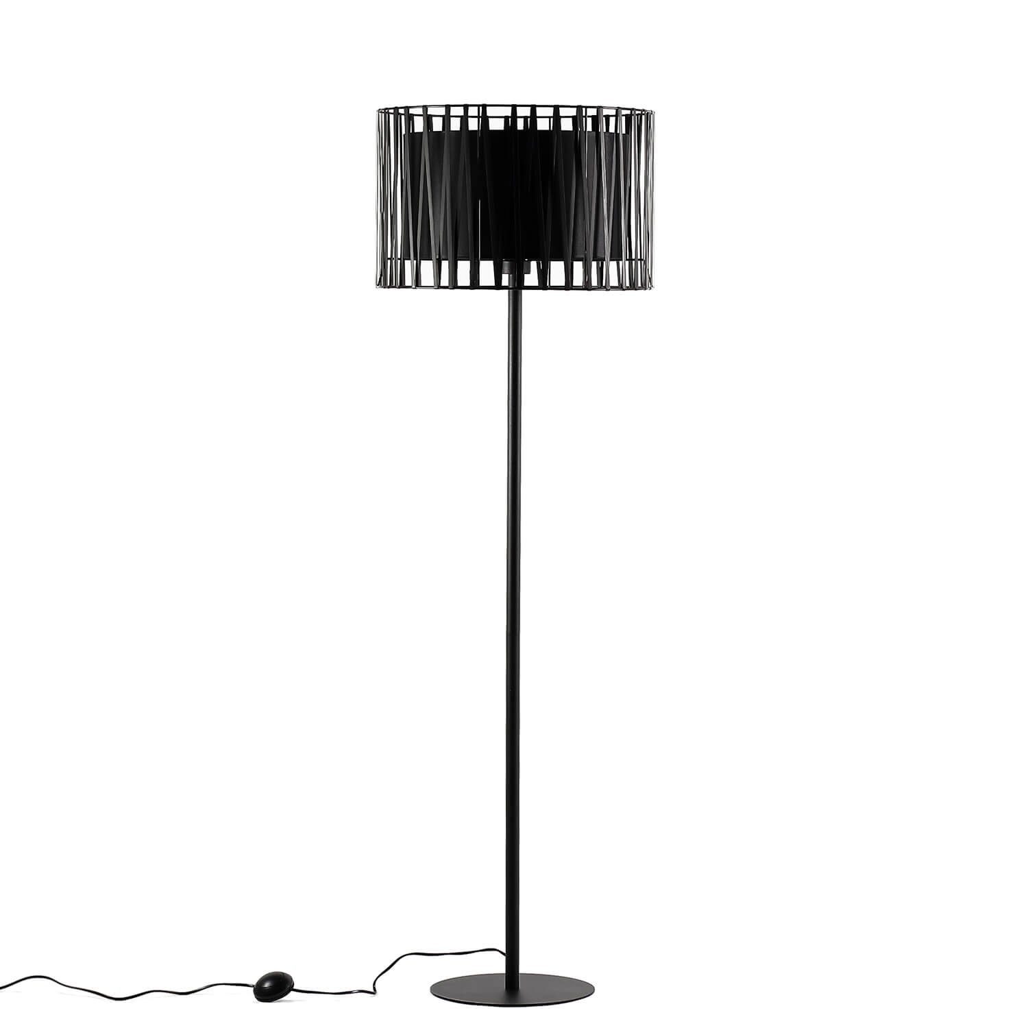 Licht-Erlebnisse Stehlampe MINA, ohne Leuchtmittel, Stehlampe Schwarz Metall 145 cm klein Wohnzimmer Lampe