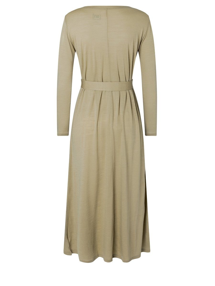 SUPER.NATURAL Sweatkleid Merino Kleid W ANTWERPEN DRESS mit Gürtel in passender Farbe, feinster Merino-Materialmix