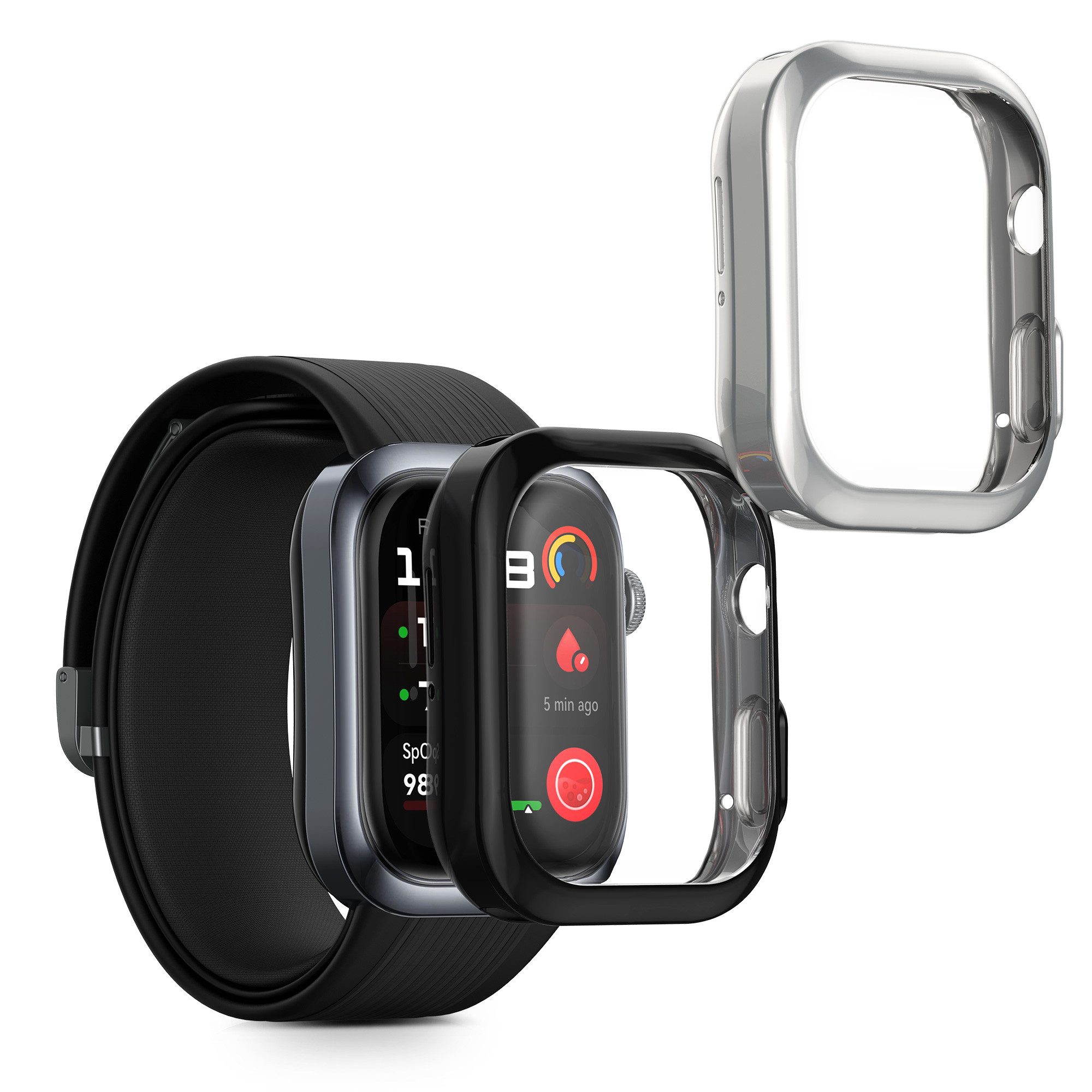 kwmobile Smartwatch-Hülle 2x Silikon Hülle für Huawei Watch D2, Schutzhülle Fullbody Display Cover Set aus Silikon