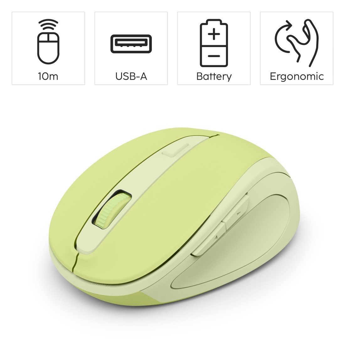 Hama Funkmaus WM-400 ergonomisch optisch 6 Tasten leise Maus (Funk, Ergonomisch, flüsterleise, 6 Tasten, DPI-Schalter, USB-Empfänger)