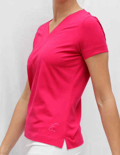 ESPARTO Yogashirt Yoga V-Shirt Farishta in Bio-Baumwolle V-Shirt mit kurzen Ärmeln, unten geschlitzt