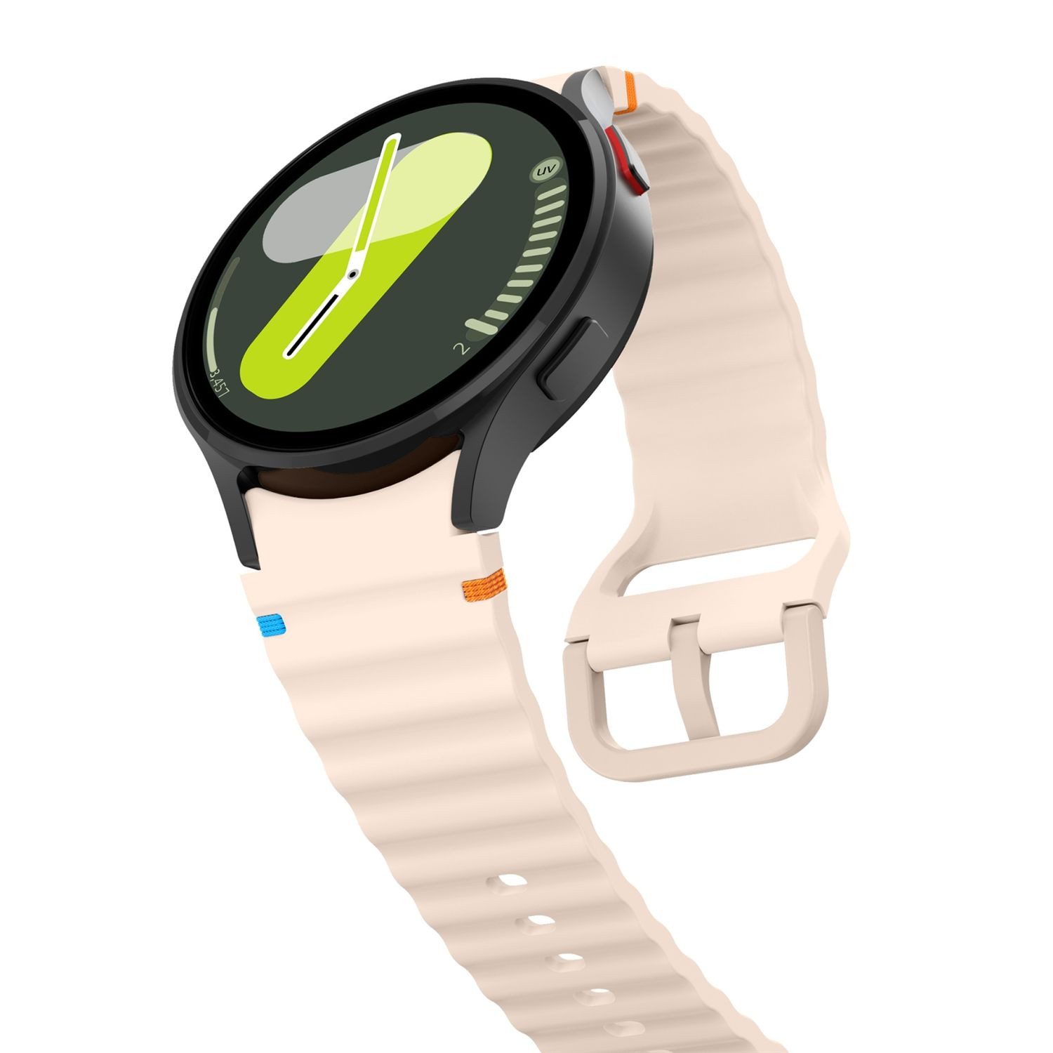 Wigento Smartwatch-Armband Für Samsung Galaxy Watch 7 44 / 40mm Silikon Wellen Design Band Rosa – Bild 4 von 5