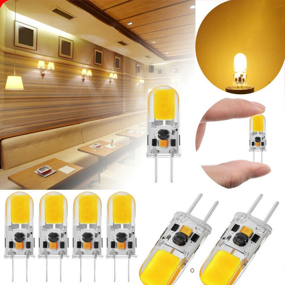 4 Leuchtmittel, 4er LED-Leuchtmittel 5W Stiftsockel Dekorative LED Dimmbar Glühbirne St. Warmweiß