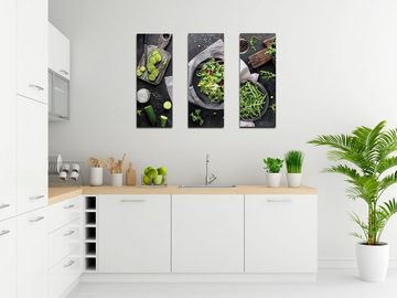 artissimo Glasbild Glasbild 30x80cm Bild Glas Küche Küchenbild hoch grün Gemüse schmal, Essen und Trinken: Green kitchen I