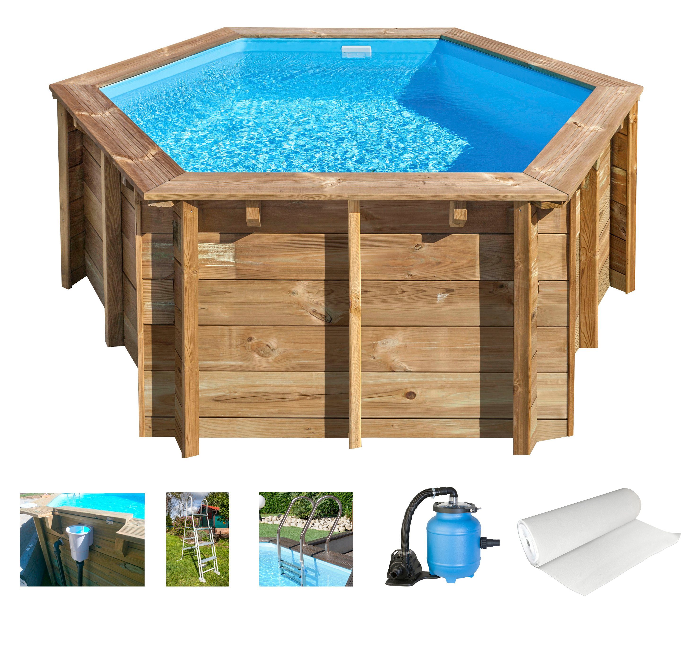 Gre Rundpool LILI 2 (Set, 8-tlg), Kiefernholz, ØxH: 280x107 cm