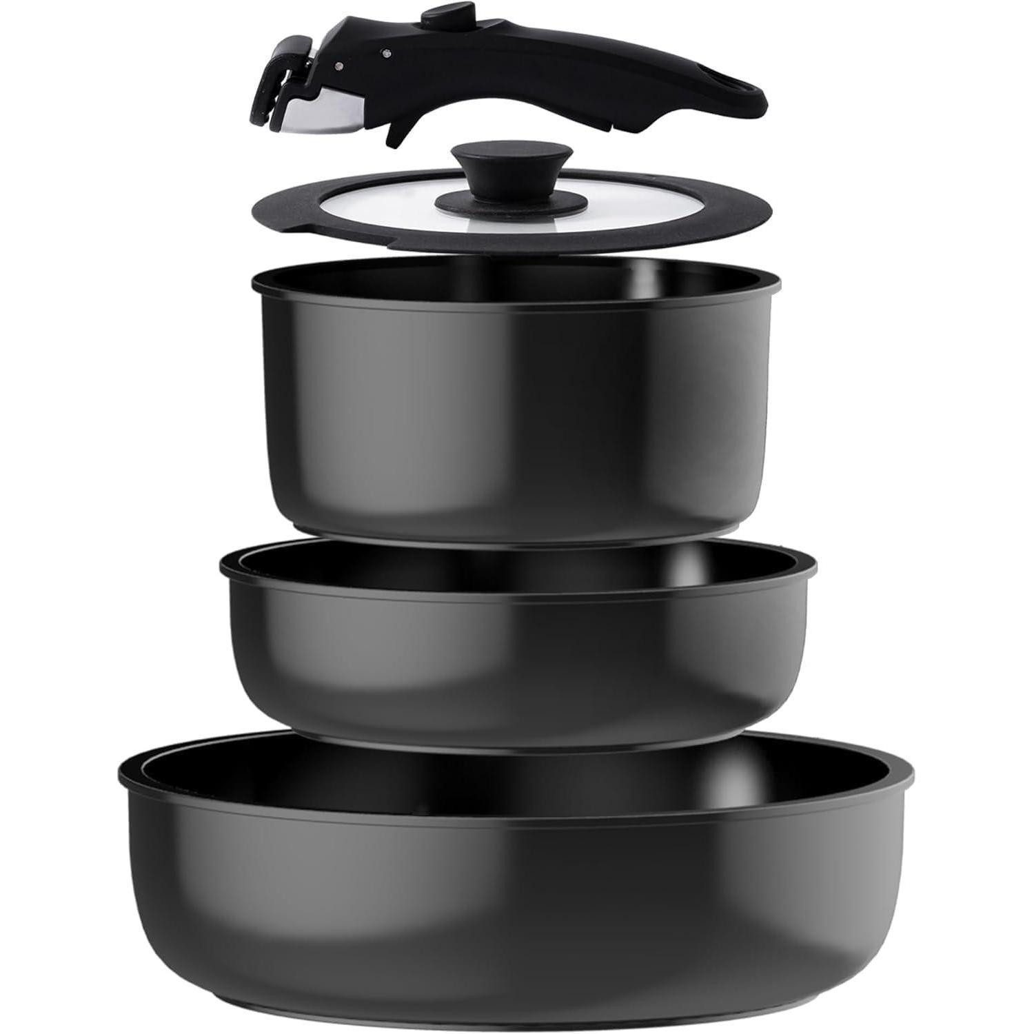 LuxusKollektion Pfannen-Set Keramik Pfannenset Camping Abnehmbarer Griff