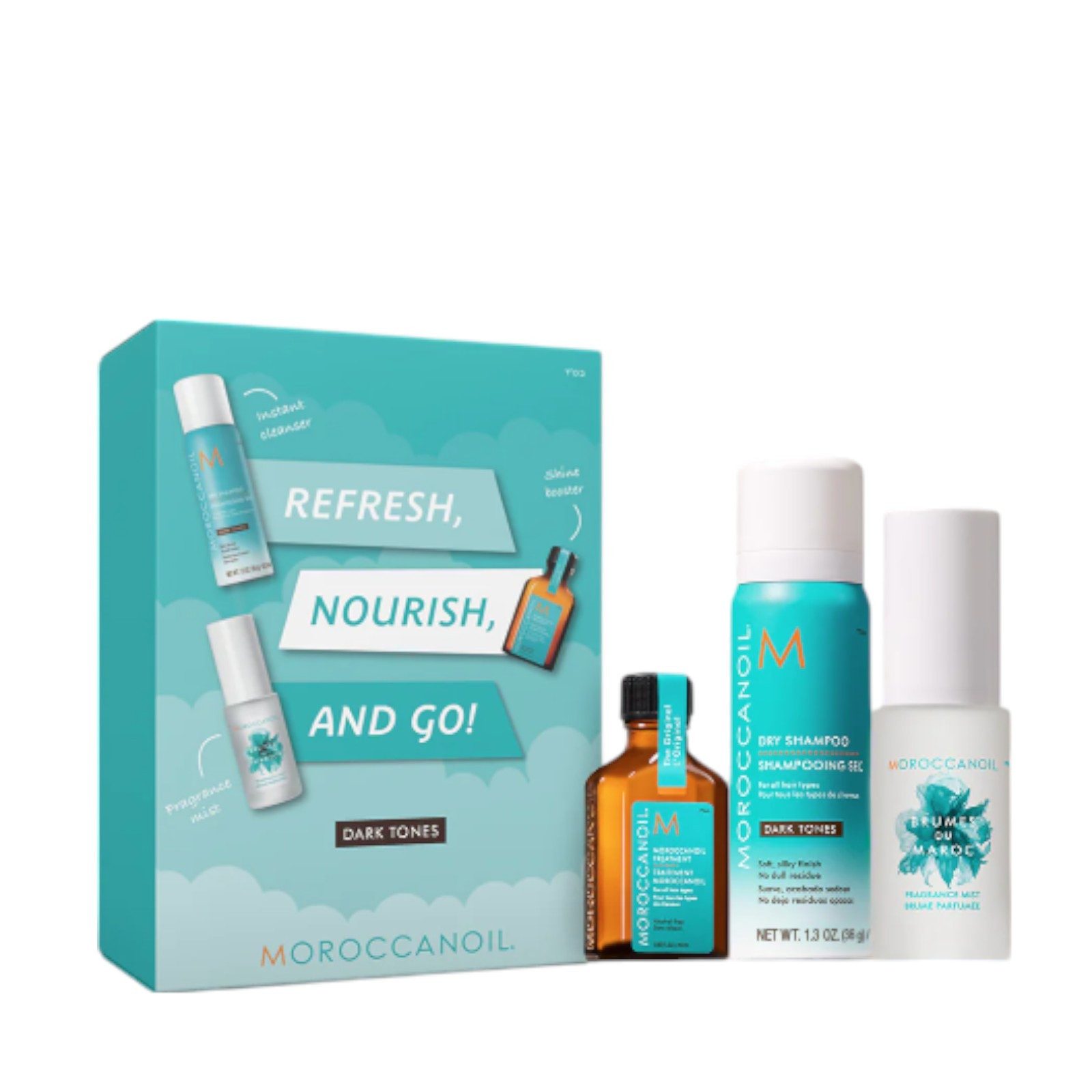 moroccanoil Haarpflege-Set Erfrischen, nähren und los geht's! Dunkle Töne 3er Set, 3-tlg., 3-teilig