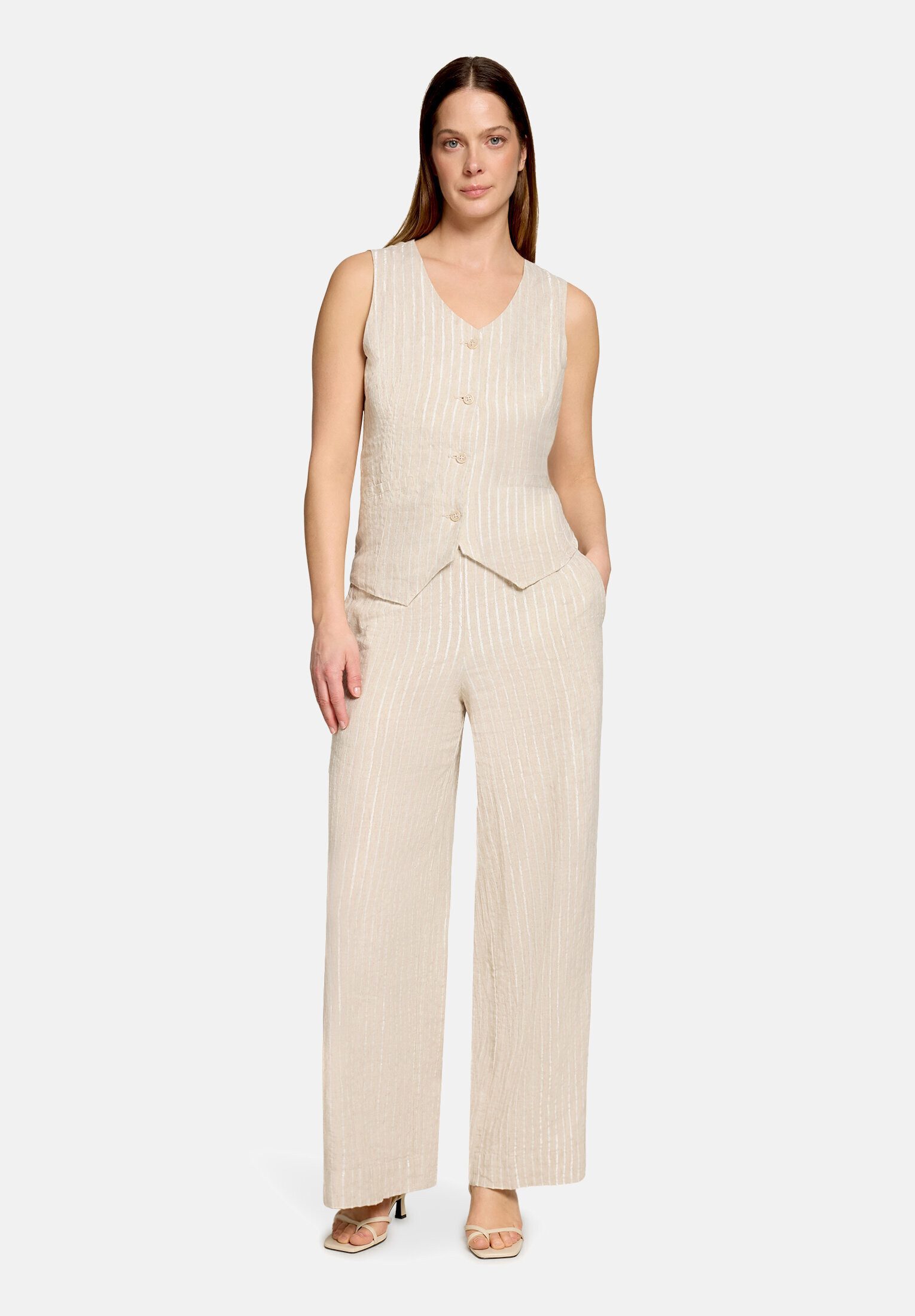Cartoon Leinenhose Damen mit Taschen