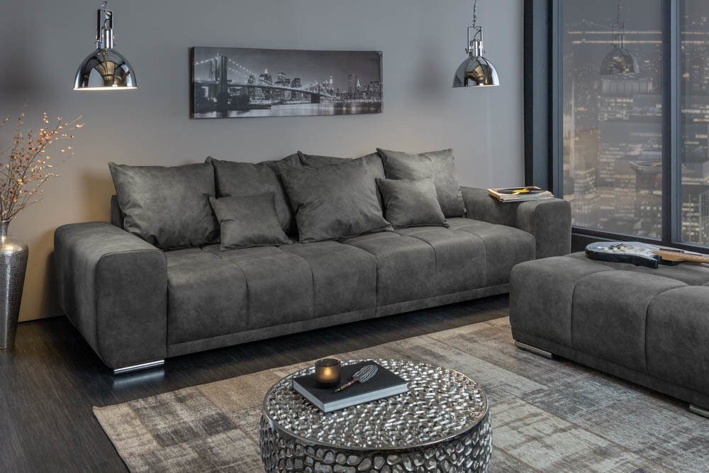 riess-ambiente Big-Sofa ELEGANCIA 285cm grau, Einzelartikel 1 Teile, XXL Couch · Microfaser · mit Federkern · inkl. Kissen · Design
