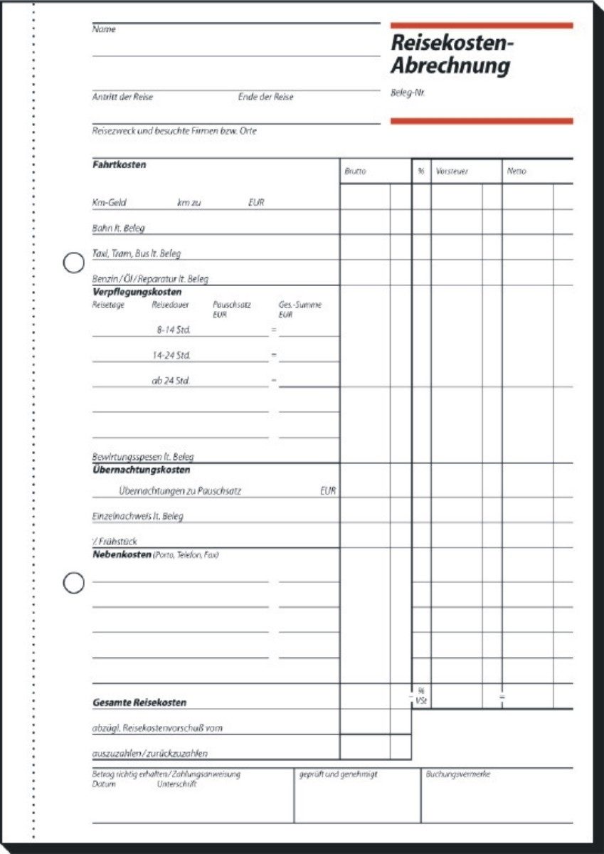 Sigel Formularblock Formularbuch Reisekostenabrechnung A5 hoch