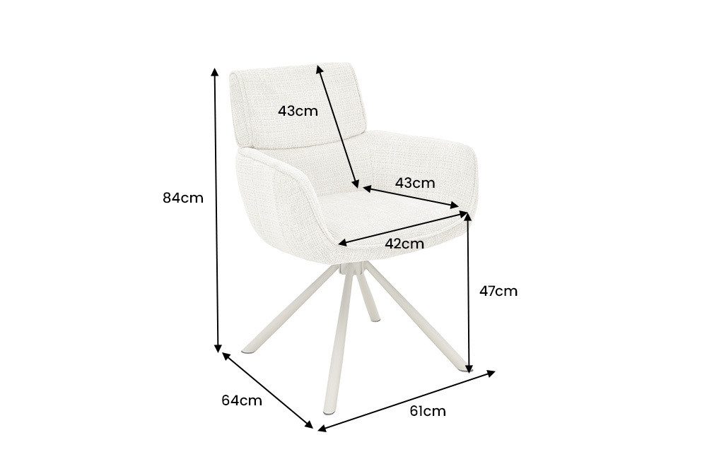 riess-ambiente Esszimmerstuhl UNIQUE champagner-beige - Chenille Cremona, Metall, drehbar, modern (Einzelartikel, 1 St), mit 180° Drehfunktion und Auto-Return – ideal für elegante Esszimmer