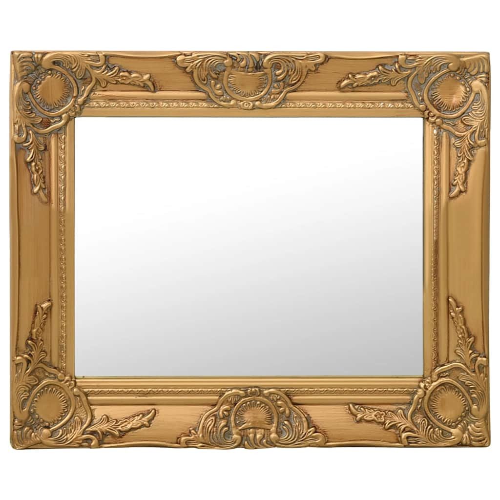 furnicato Wandspiegel Barock mit Holzrahmen 50 x 40 cm Golden (1-St), Edle Glasfläche mit Befestigungshaken für das Ankleidezimmer