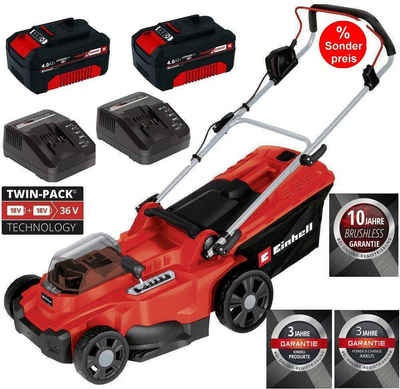 Einhell Akkurasenmäher Rasenmäher GC-RM 36 Li-Brushless, + 2 x 4.0 Ah Akku / Ladegerät