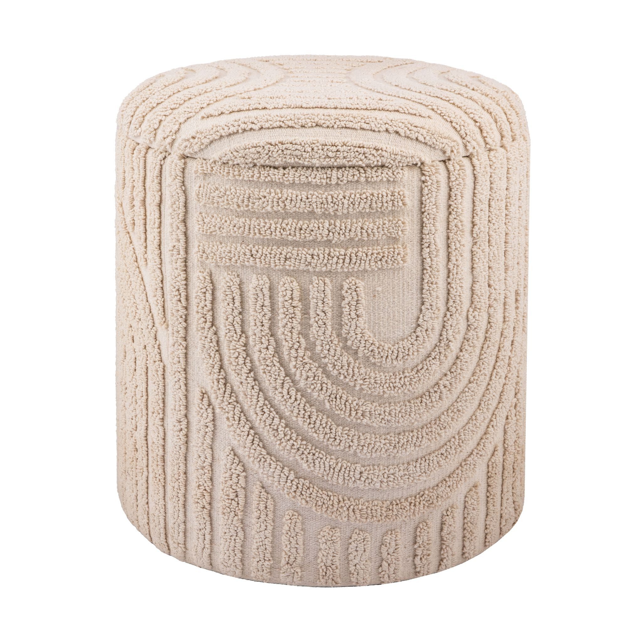 FINEBUY Stauraumhocker FB111087 (Stoff 40 cm, Табурети mit Stauraum Rund Modern), Dekohocker Beige Baumwolle, Стільці Gepolstert
