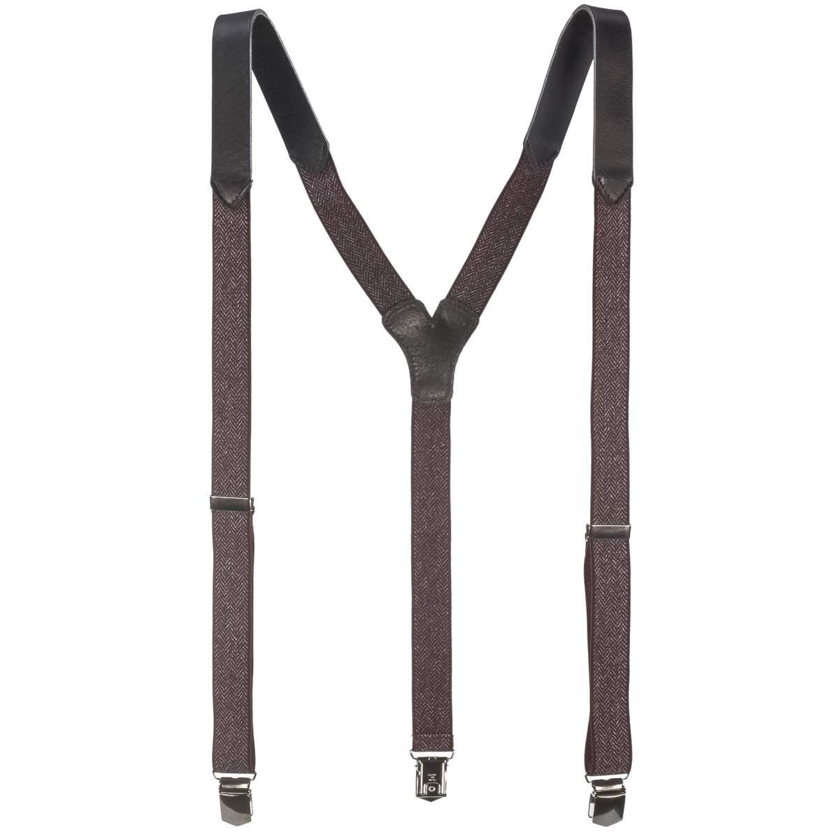 LLOYD Men’s Belts Hosenträger Classic Y-Form, mit 3 Clips, 25mm Bandbreite, für Herren, Leder Schulterteil bordeaux