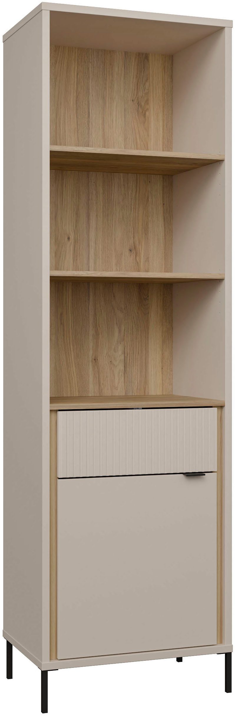 FORTE Vitrine Forte Seravel Vitrine, 2-türig, 1 Schublade, Lamellen B/H/T 59,4/199,2/41,5 cm, Stauraum, optionale Beleuchtung