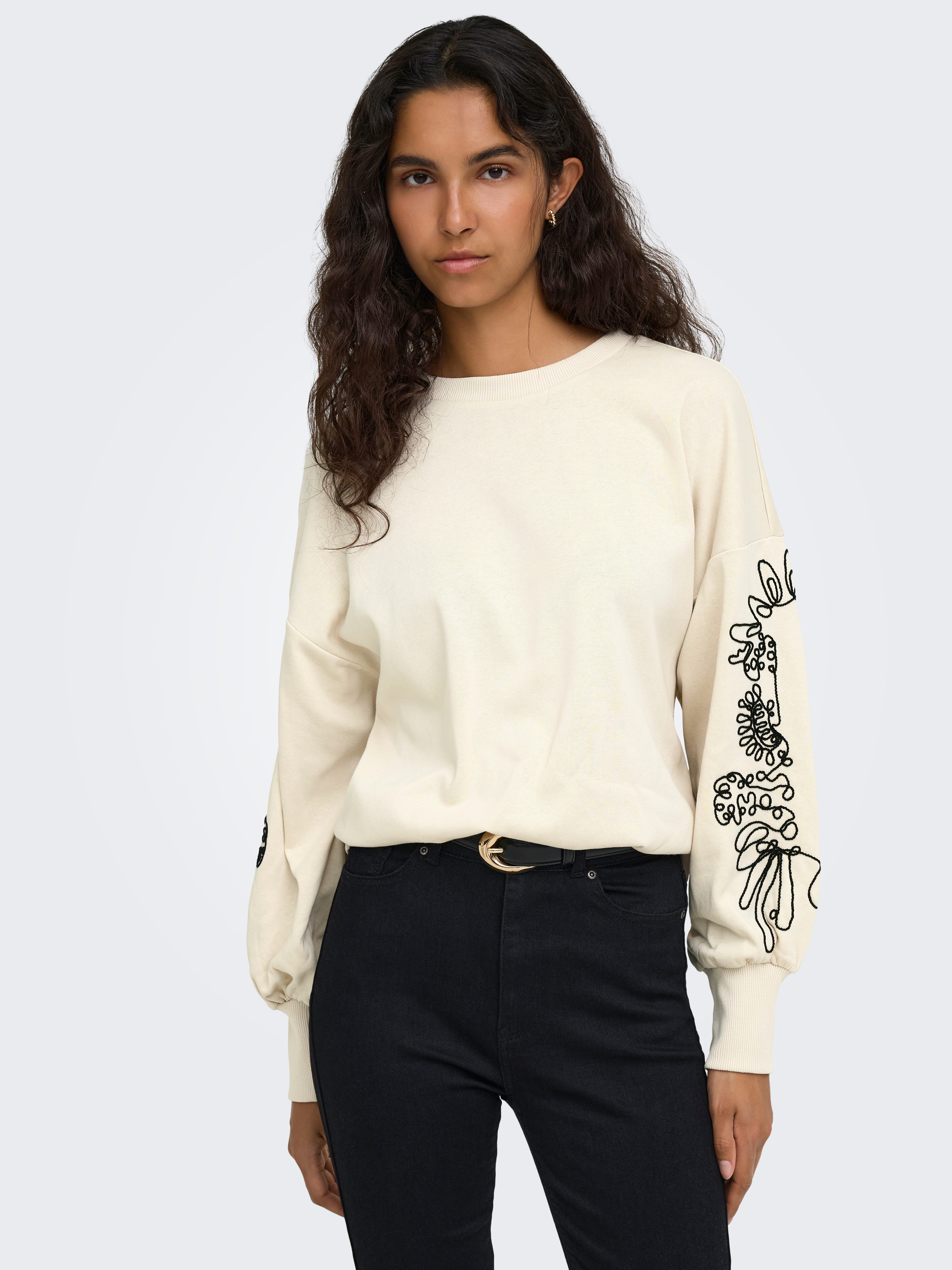 ONLY Sweatshirt ONLBROOKE L/S O-NECK DETAIL SWT NOOS