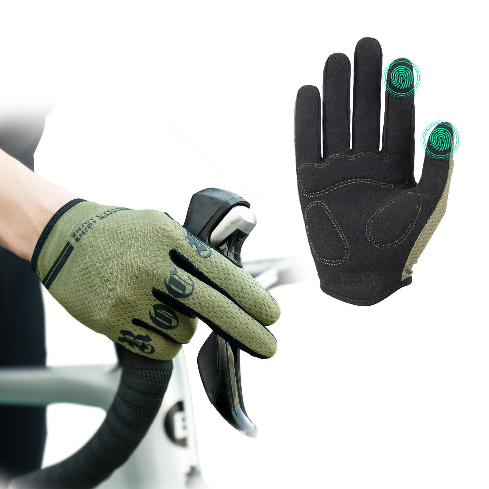 ROCKBROS Fahrradhandschuhe Vollerfinger Herren Damen MTB Touchscreen Stoßdämpfend Elastisch, atmungsaktiv, dünn und leicht