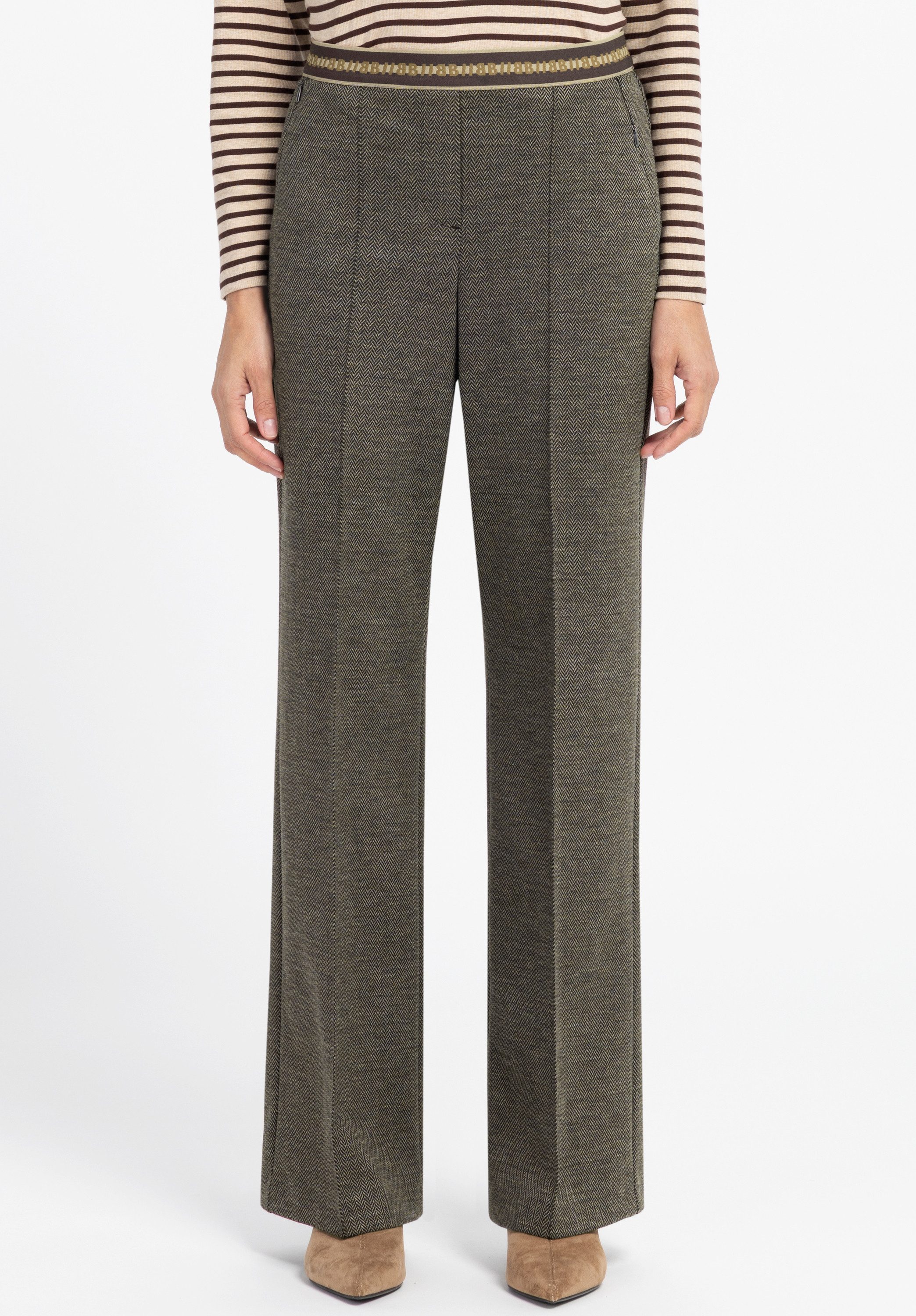 bianca Stretch-Hose PARIGI im klassischen Look mit dekorativem Logo-Bund