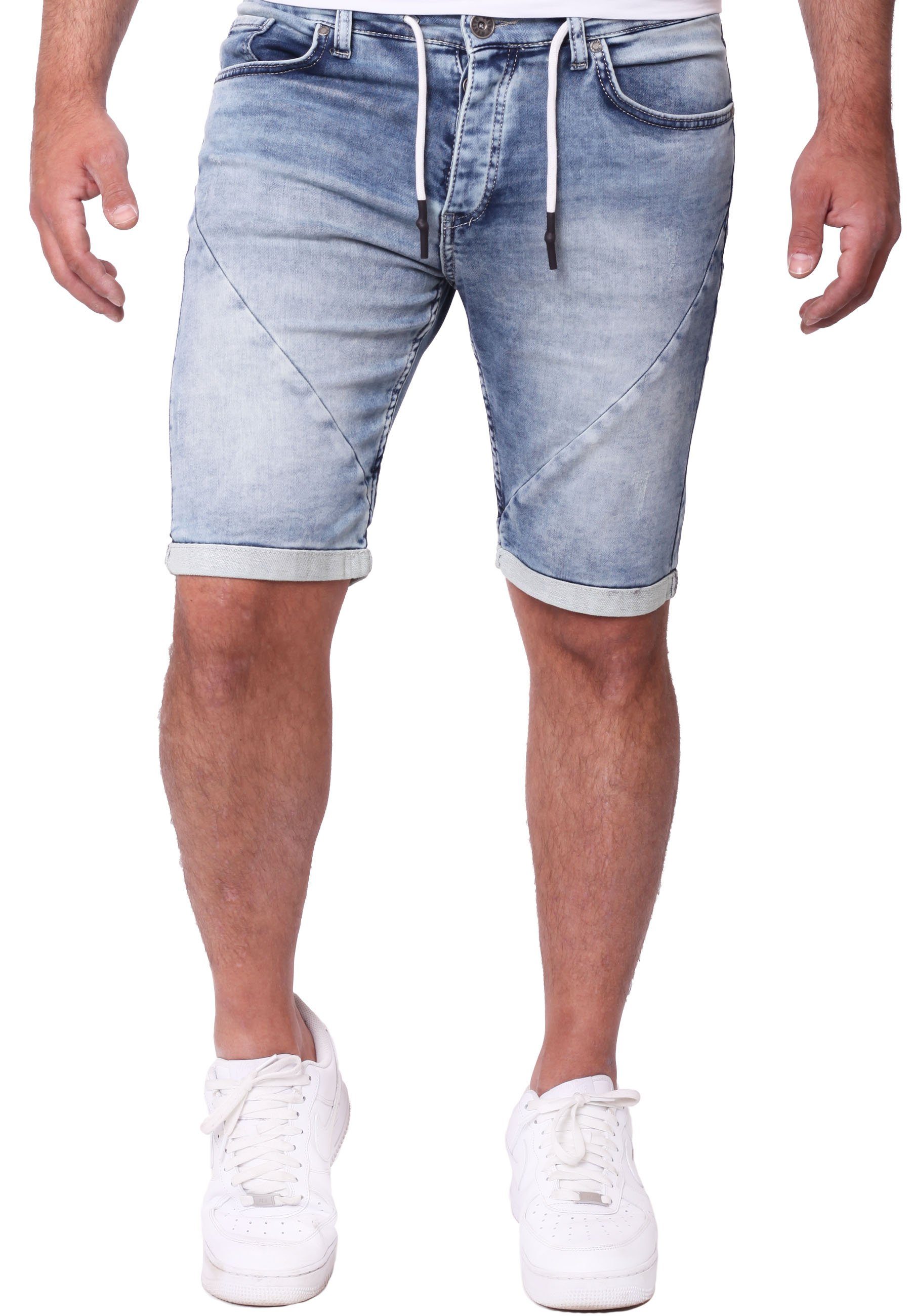 Stretch Reslad Hosen - Jeansopti Jeansshorts Kurze Herren Sweathose Jeans Jeans-Hose hellblau Jeans-Shorts in Sommer Shorts Reslad Sweatjeans Jeansbermudas