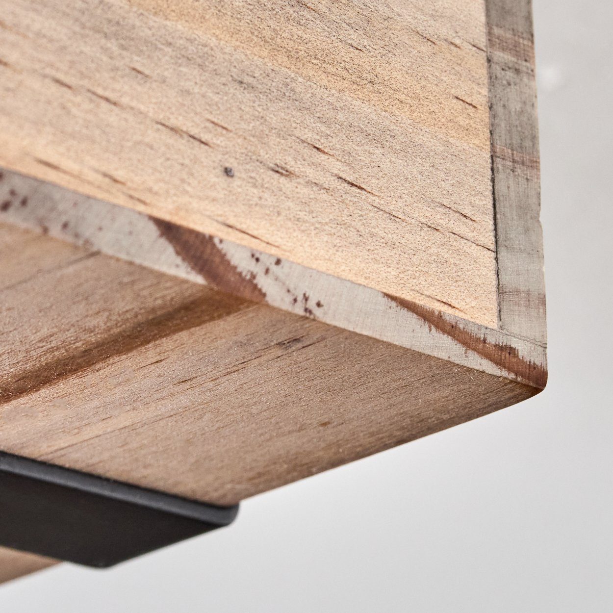 hofstein Deckenleuchte moderne Deckenlampe aus Metall/Holz in Schwarz/Natur, ohne Leuchtmittel, im industrial Design mit Holzbalken, 1 x E27, ohne Leuchtmittel – Bild 3 von 5