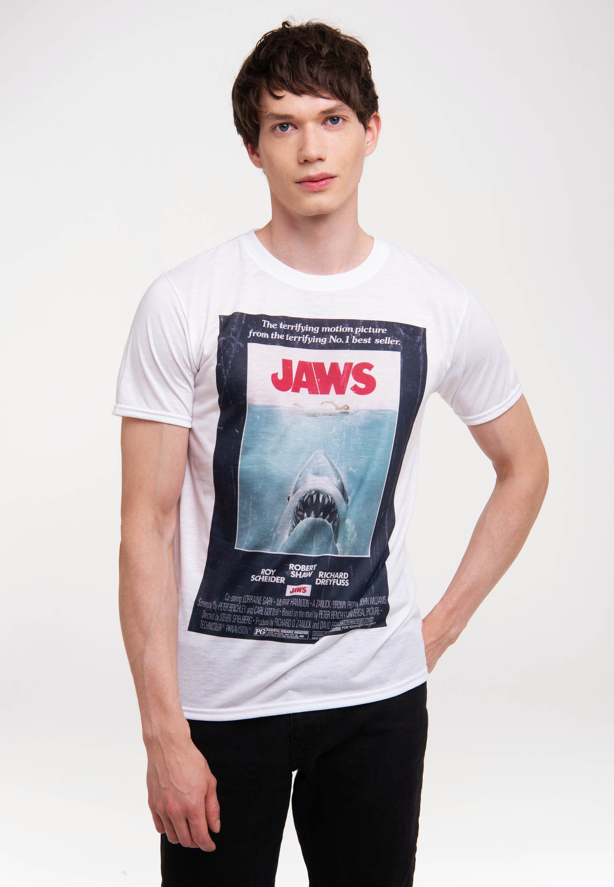 Hai-Print Der T-Shirt LOGOSHIRT mit weiße Jaws