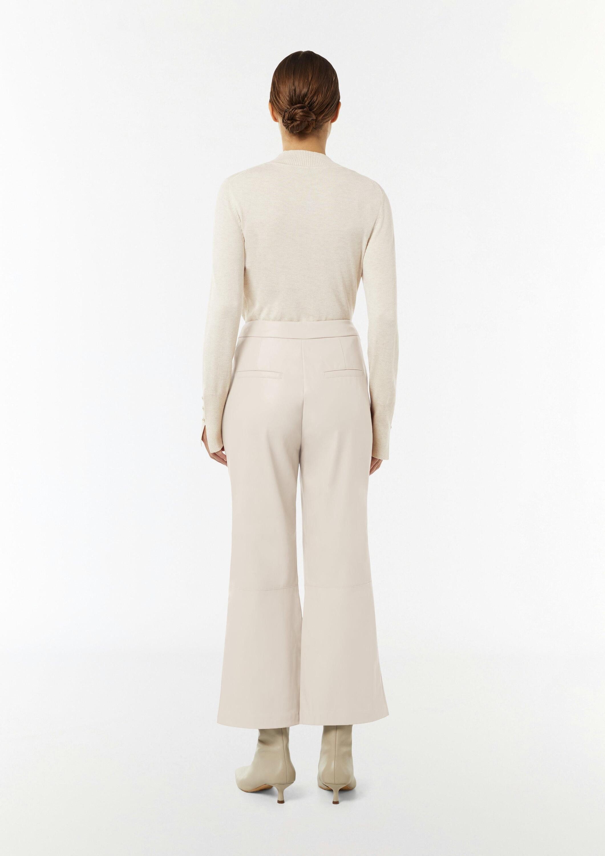 comma Chinos Hose Kunstleder-Hose mit Flared Leg