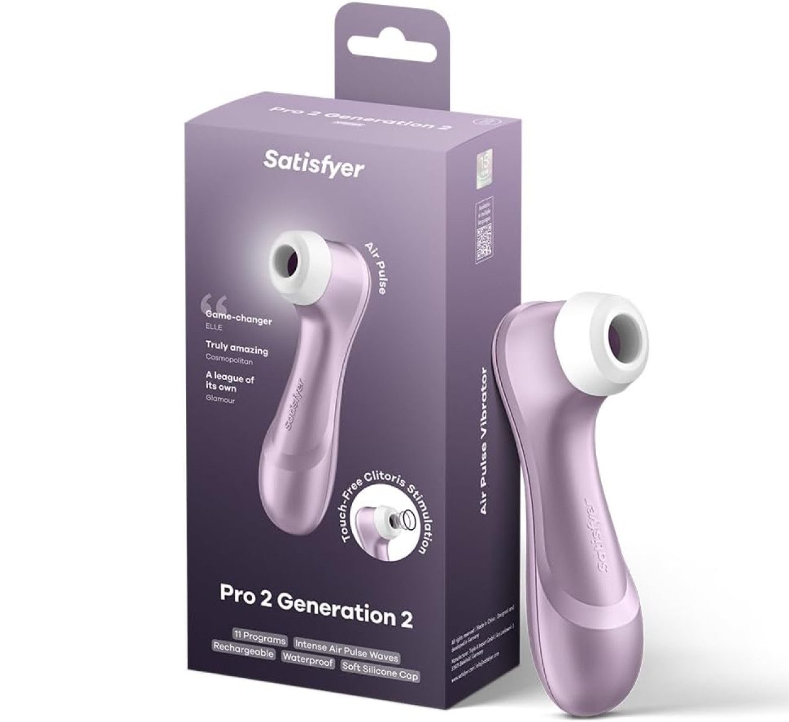 Satisfyer Massagegerät Pro 2 – Druckwellen-Stimulator mit Air-Pulse-Technologie, Wellnessgerät, 11 Intensitäten & Wasserdicht IPX7