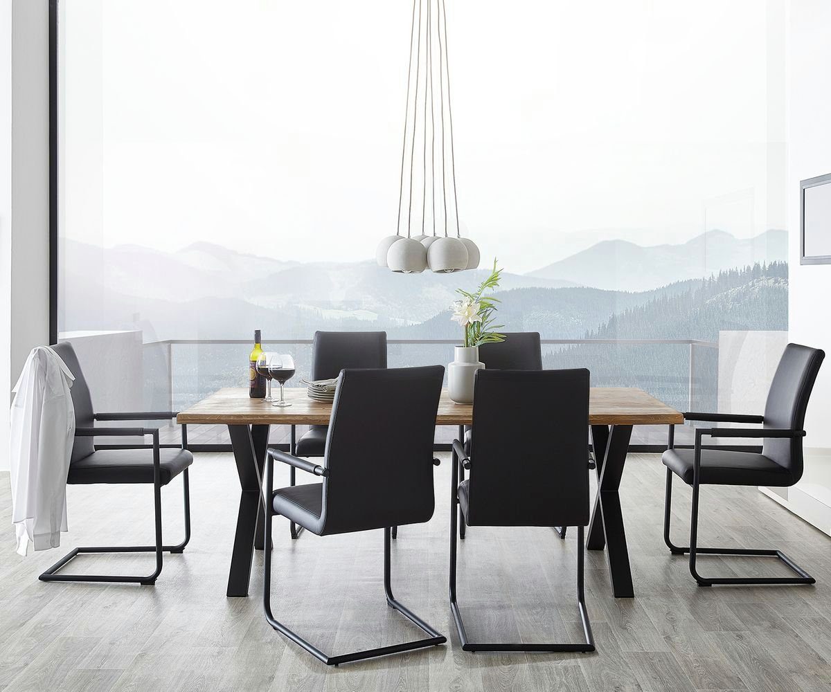 DELIFE Esstisch »Baumkante«, Eiche Natur 200x95 cm mit 6